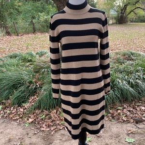 J Crew Wool Blend Mock neck Striped Sweater Dress S